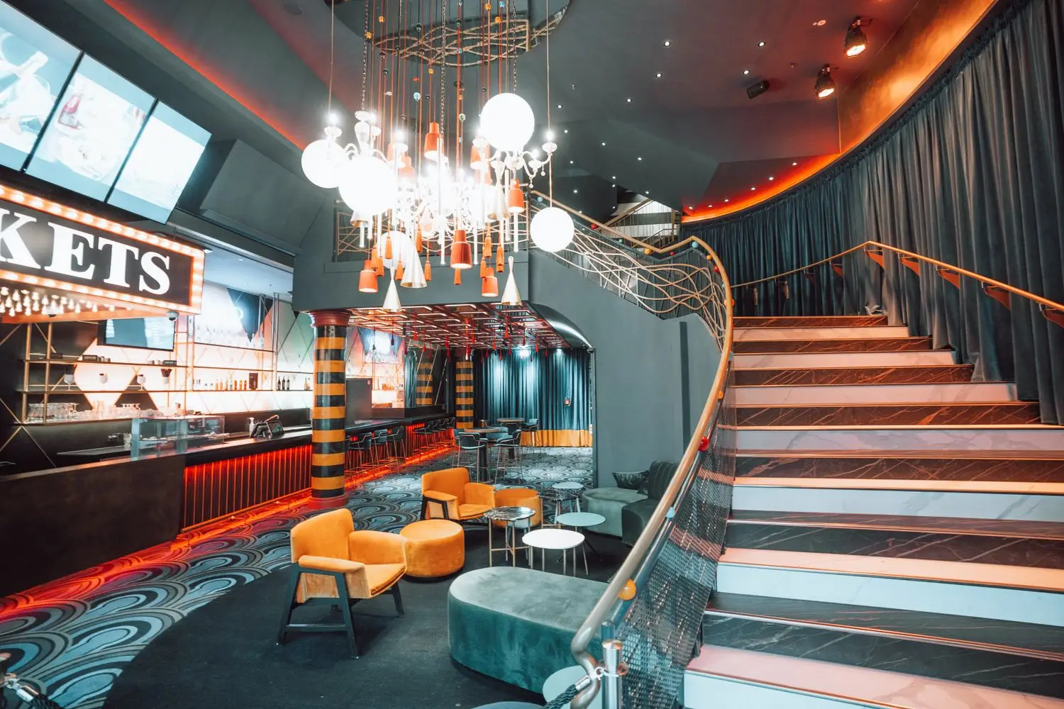 Elegant casino interior with warm ambient lighting