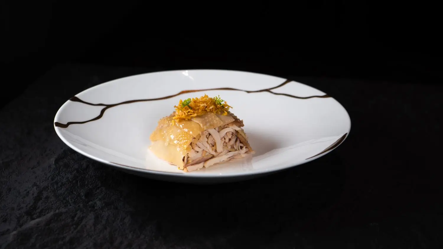 Artfully presented gourmet cuisine